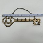 Vintage Brass Skeleton Key Holder 5 Hooks Farmhouse Wall Hanging Entryway Decor