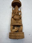 Wooden Ganesh Statue  8 Inch  Hand Carved  Hindu Elephant God India Lord