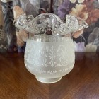 Vintage Frosted Embossed Beaded Ruffled Design Glass Lamp Shade 2-3 16    Fitter D