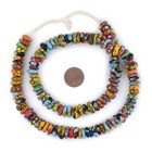 House Medley Fused Rondelle Recycled Glass Beads 11mm Ghana African Multicolor