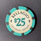 Bellagio Las Vegas Nevada  25 Casino Chip 1998 Obsolete Poker Gambling Cards