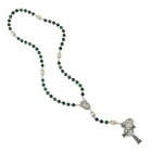 St Patrick Irish Celtic Wire Rosary Green Marbled Glass Beads Miraculous Center