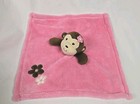 Baby Gear Plush Pink Monkey   Flowers Security Blanket lovey Floral  Embroidered