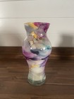 Multicolor Abstract Swirl Art Glass Bottle Vase  Glossy Decorative Freestanding