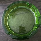 Vintage Blenko Large Mcm Green Art Glass Heavy Pebbled Ashtray 7 3 4   