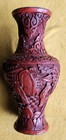 Antique Chinese Cinnabar Hand Carved Decorated Red Lacquer Vase 7 
