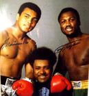 Muhammad Ali   Joe Frazier Signed   Don King 8x10 Photo In 11x14 Frame W coa