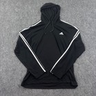 Adidas Hoodie Large Black 3 Stripe Aeroready Long Sleeve Kids