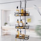 Shower Caddy Over The Door Organizer  Bath Rack Hanging Over Glass With Hooks   