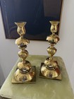 Rare Antique Pre-wwii Polish 24k Gold-plated Shabbat Candlesticks  pair 