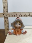Set Of 3 Vintage Ceramic Elf Figurines In Orange Green And Purple Outfits With L