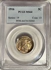 1916 Buffalo Nickel Pcgs Ms64 Very Well Struck