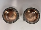 Antique Lionhead Feet Salt Cellar Pair Repousse Floral English Silverplate Read
