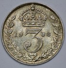 1908 Great Britain Edward Vii 3 Pence Unc