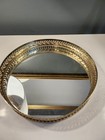 Vintage Gold Filigree Vanity Tray Mirrored Perfume Display Hollywood Regency