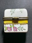 Vintage Box With  2 Miniature Perfume Bottles -hand Painted Porcelain Hinged Box