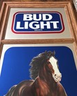 Vintage Bud Light Beer Mirror Sign Clydesdale Horse Bar Wall Hanging Man Cave