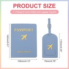 Set Of Leather Passport Cover Holder And Luggage Tag  Mist Blue