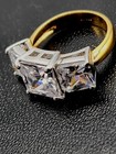 18 Karat Gold Filled Engagement Ring Cubic Zirconia With Baguettes Size 4 5
