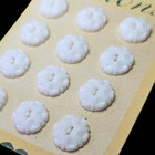 Vintage Glass Buttons - 12 White Flat Back Glass Flower Buttons - Czech