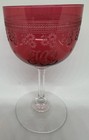 2 Antique Victorian Etched Cranberry Glass Wine Goblets  Glass  Raised Floral