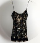 Vintage Mary Green  Slip Sz L Silk Lace Burnout Dress Chemise Lingerie Brown