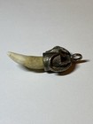Alligator Tooth Silver Tone Gator Cap Pendant