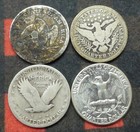 4 Usa Silver Quarter Type Lot  Seated  Barber  Standing  Washington  1853   