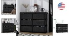 Modern Black 6-drawer Storage Dresser With Semi-privacy Design - Polished Finish