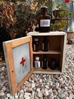 Vintage Wooden First Aid Apothecary Medical Box