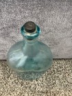 Antique 10    Aqua Blue Bottle Glass Owens Bottle Co  1920s Rare With Cork Stopper