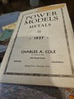 Power Models Metals Catalog  Charles A Cole 1937 Model Supplies
