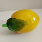 Murano Style Art Glass Lemon Hand Blown Fruit Decor Italy Green Leaf