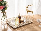 Mirrored Crystal Vanity Makeup Tray Ornate Jewelry Trinket Organizer Cosmetic   