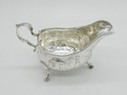 Irish George Iii Sterling Silver Rural Pattern Sauce Boat Antique 1783 London