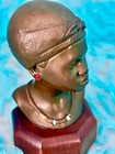 Vtg  Bronze Casper Darare Bronze brass nickel copper African Bust  5