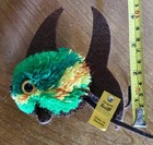 Vintage Steiff Wool Felt Green Orange Striped Angel Fish Original Tag Button 4   