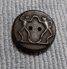 Rare 1851 Antique Goodyear Rubber Button Political Greenback Party Dancing Frogs
