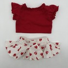Build A Bear Valentine   s Red Sequin Ruffle Top Heart Skirt Teddy Clothes Outfit