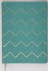 Vegan Leather Bound Notebook Lined Journal Diary Book Sky Blue Chevron 10x7 5 In