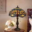 Dragonfly Style Stained Glass Lamp Shade Replacement Only 16x8 Inch Tiffany Lamp