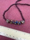 Vintage African Trade Bead Necklace Millefiori Style Glass Tubular Beads Tribal 