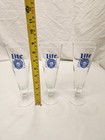 Lot Of 3 Vintage Miller Lite Beer Glass Tall Stem Pilsner Pedestal Stem Logo