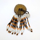 Vintage Southwestern Thunderbird Beaded Hair Tie Accessory Orange Black White 