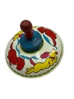 Vintage Toy Metal Spinning Top  Dogs Chasing Cats  Rare Ohio Art