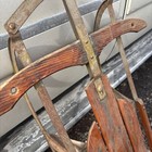 Vintage Wooden Sled Brown   Silver Metal Snow Sports  name Worn Off  Vtg Sled