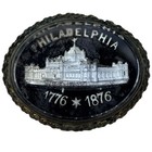 Antique 1876 Philadelphia Worlds Fair Centennial Exposition Vex Glass Brooch Pin