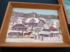 2 Vintage Farm Scene Framed Pictures - Folk Art