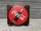 Coca-cola Absorbent Stoneware Coasters Set Of 4 In Wooden Holder Vintage 1990s