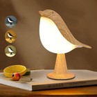 Bird Shape Led Table Lamp Cordless Rechargeable Touch Dimmer 3 Color Light Wood